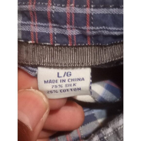 Tommy Bahama Shirt Mens Large L Blue Plaid Silk Blend Button Up Short Sleeves - Picture 11 of 14